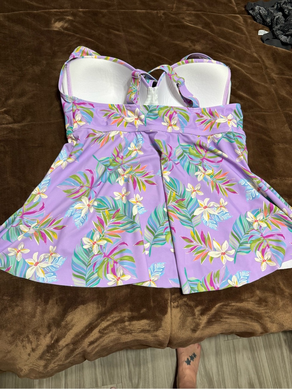 Woman’s size 2x torrid Lavender Tropical Floral Tankini Top - Picture 10 of 14